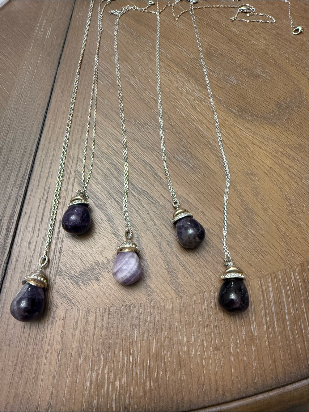 5 Brighton Neptune Amethyst Teardrop Pendant Necklace Lot